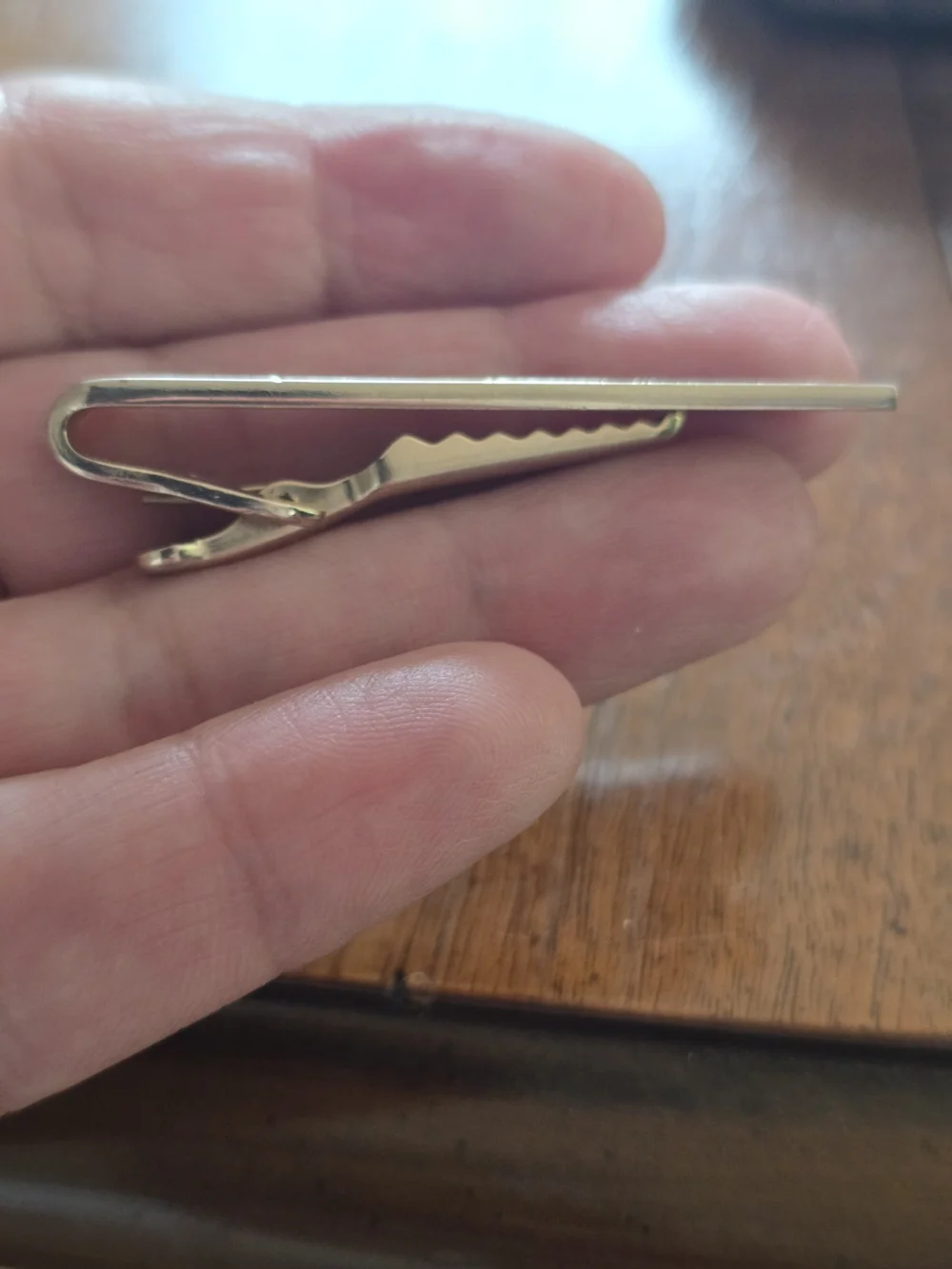 Gold-Tone Geometric Cufflink and Tie Clip Set